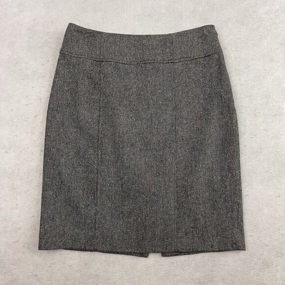 Banana Republic Skirt Womens 8 Pencil Gray Tweed Wool Blend Herringbone Back Zip - Picture 5 of 10